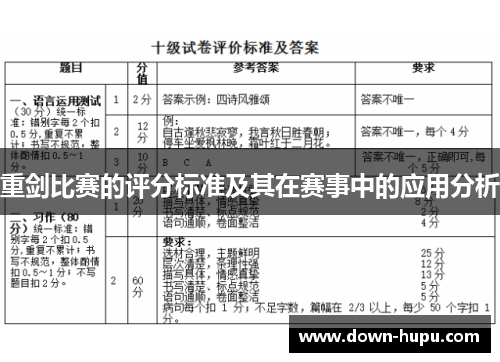 重剑比赛的评分标准及其在赛事中的应用分析 重剑比赛的评分标准及其在赛事中的应用分析